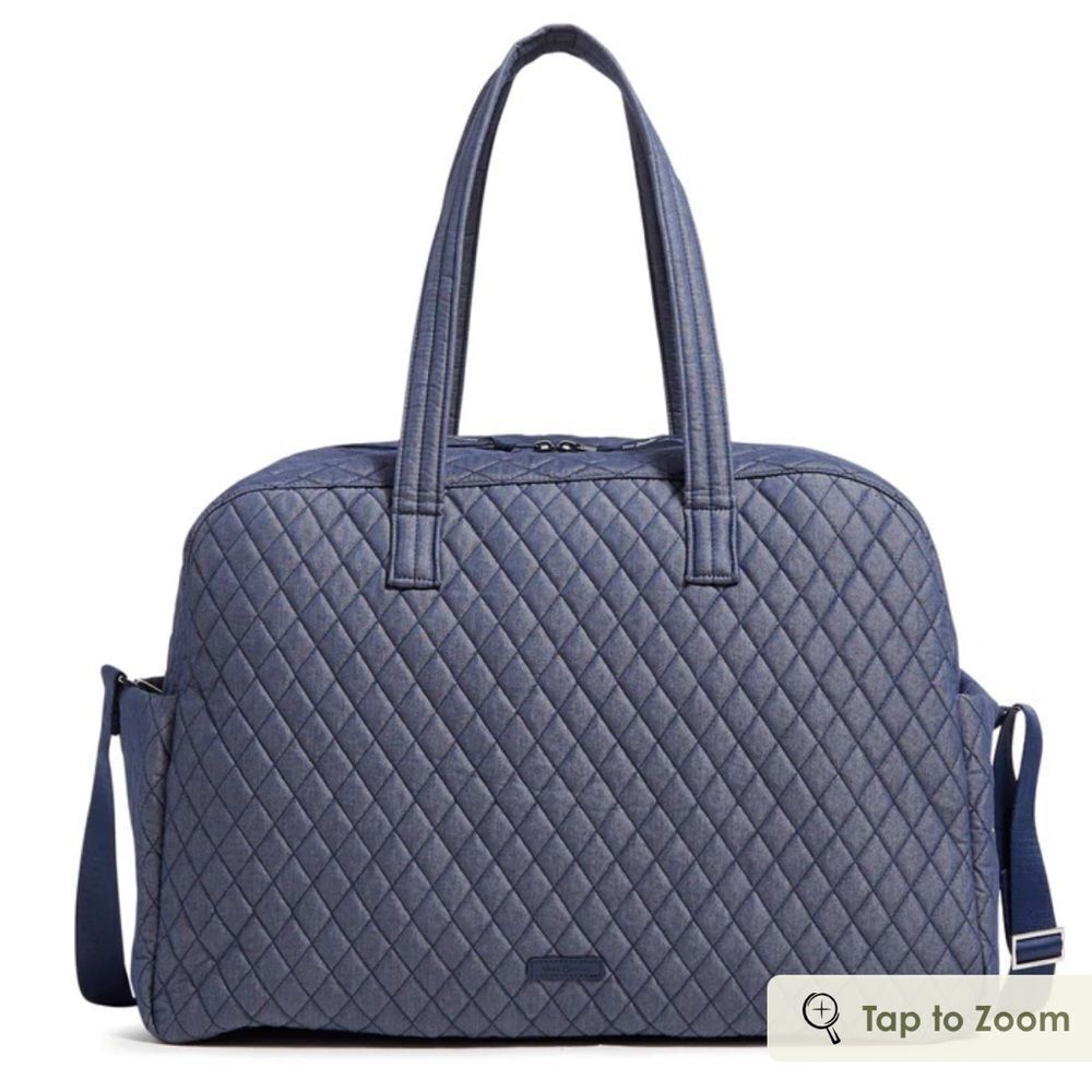 Vera Bradley Denim Moonlight NavyβQuilted Grand Traveler Bag - Picture 2 of 8